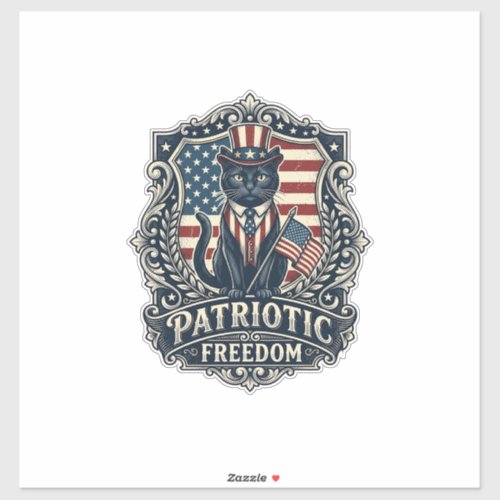 Patriotic Black Cat Vector Graphic Tee (2)_1 Sticker