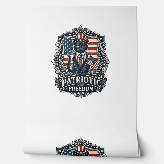 Patriotic Black Cat Vector Graphic Tee (2)_1 Wallpaper (Unrolling)