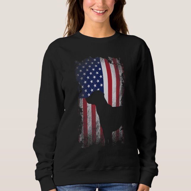 Patriotic Black Lab American Flag Cool Dog Sweatshirt (Front)