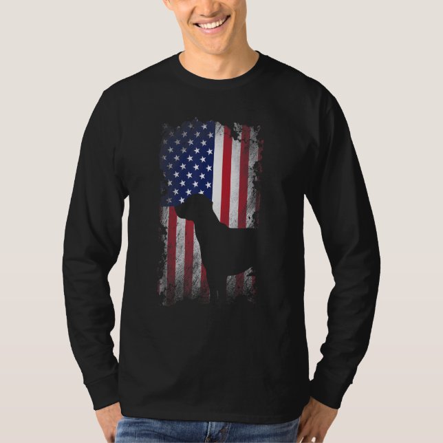 Patriotic Black Lab American Flag Cool Dog T-Shirt (Front)