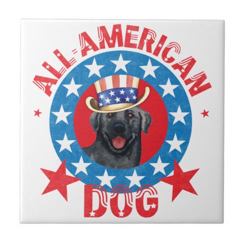 Patriotic Black Lab Ceramic Tile