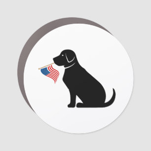 Patriotic Black Lab Dog American Flag Car Magnet