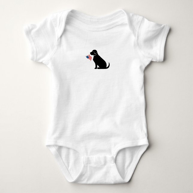 Patriotic Black Lab Dog Silhouette American Flag  Baby Bodysuit (Front)