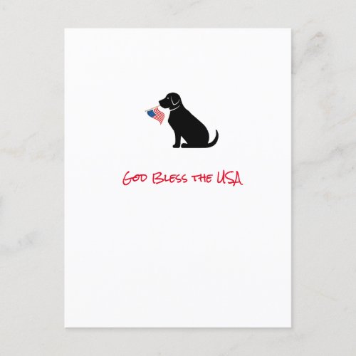 Patriotic Black Lab Dog Silhouette American Flag Postcard