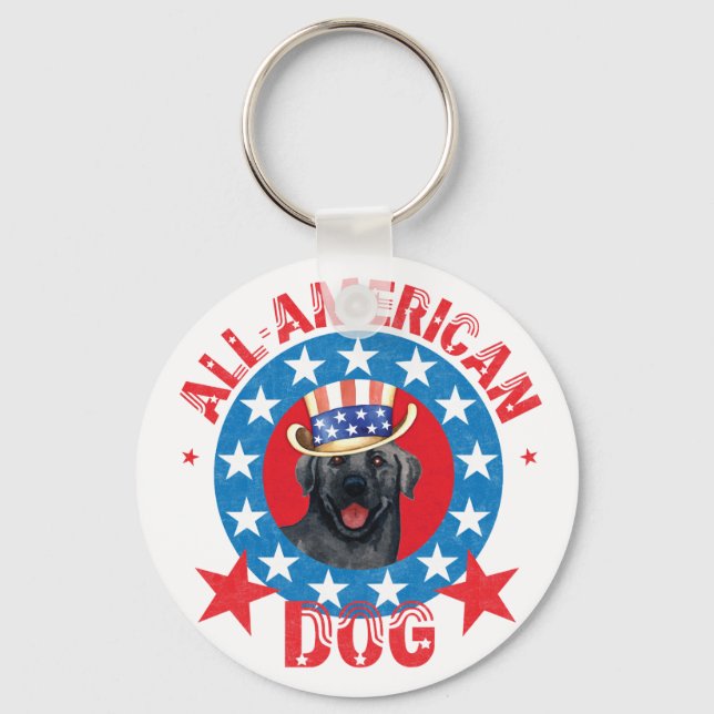 Patriotic Black Lab Keychain (Front)