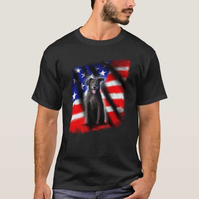 Patriotic Black Labrador Retriever Black Lab Ameri T-Shirt (Front)