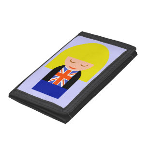 Patriotic Blonde Girl In A Union Jack Flag Tee Trifold Wallet