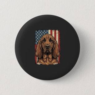 Patriotic Bloodhound Dog American Flag Art_1 Button