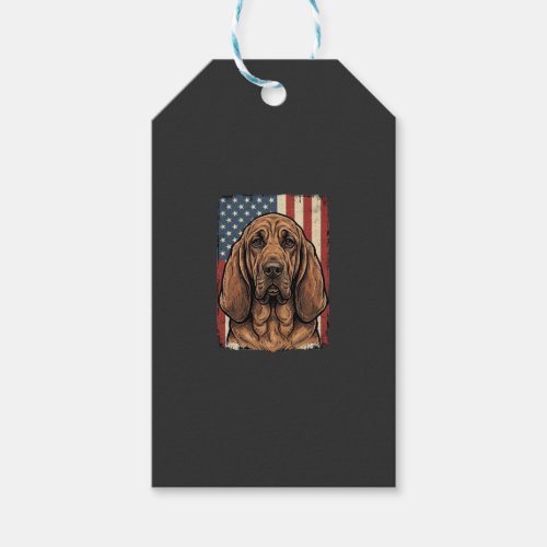 Patriotic Bloodhound Dog American Flag Art_1 Gift Tags