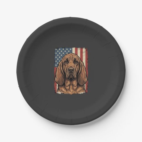 Patriotic Bloodhound Dog American Flag Art_1 Paper Plates