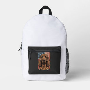 Patriotic Bloodhound Dog American Flag Art_1 Printed Backpack