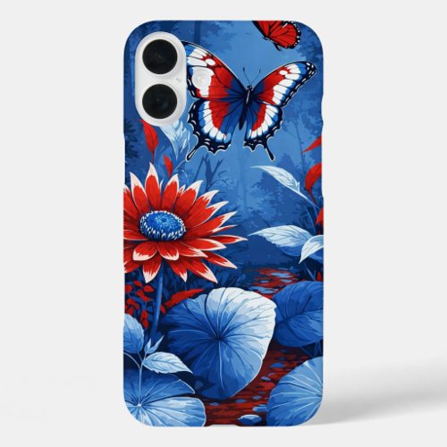 Patriotic Bloom and Butterfly Dreamscape  iPhone 16 Plus Case