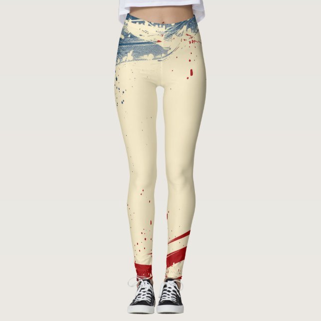 Patriotic Blue and Red Leggings (Front)