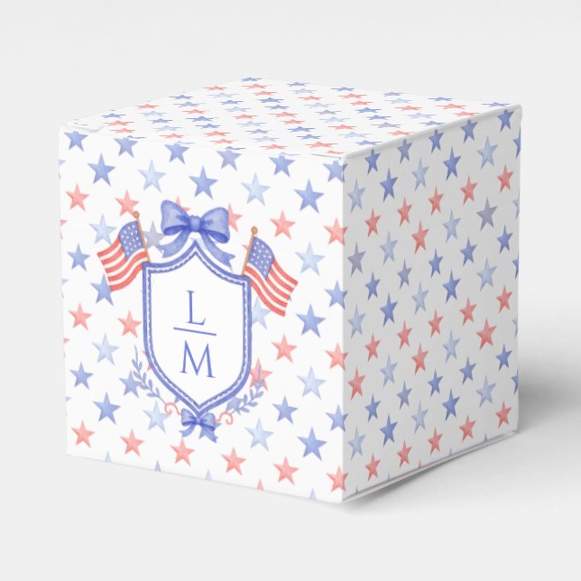 Patriotic Blue and Red Stars Favor Boxes (Front Side)
