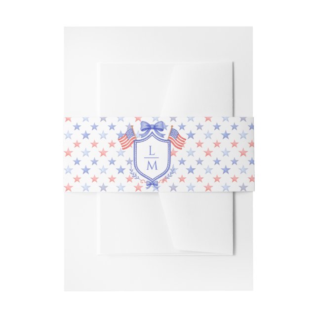 Patriotic Blue and Red Stars Invitation Belly Band (Front Example)