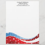 Patriotic Blue Bottom Centered Letterhead<br><div class="desc">Red and white and blue stars and stripes to match business cards</div>