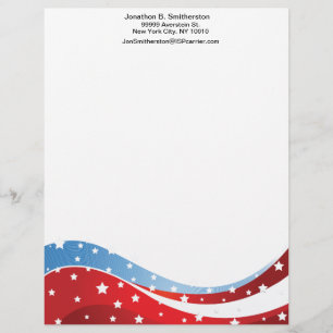 Patriotic Blue Bottom Centered Letterhead