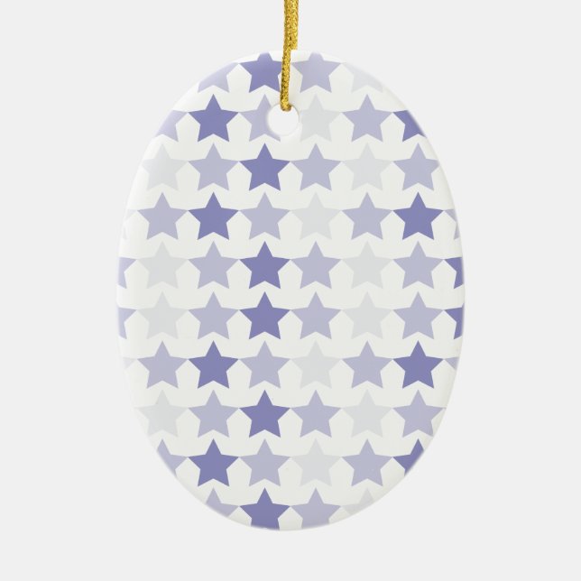 Patriotic Blue Ombre Stars Ceramic Ornament (Front)