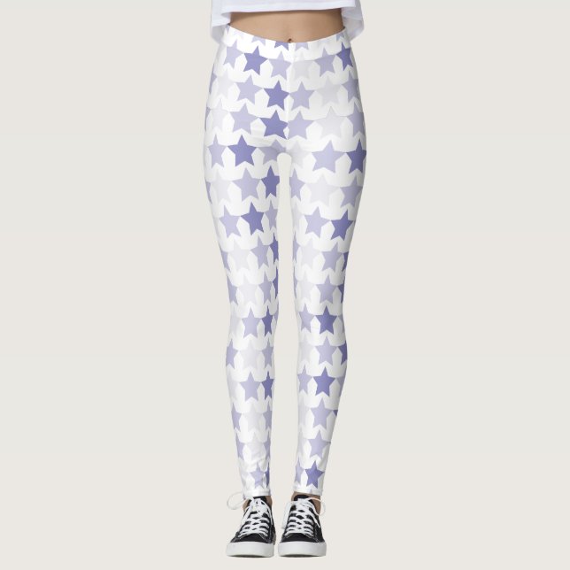 Patriotic Blue Ombre Stars Leggings (Front)