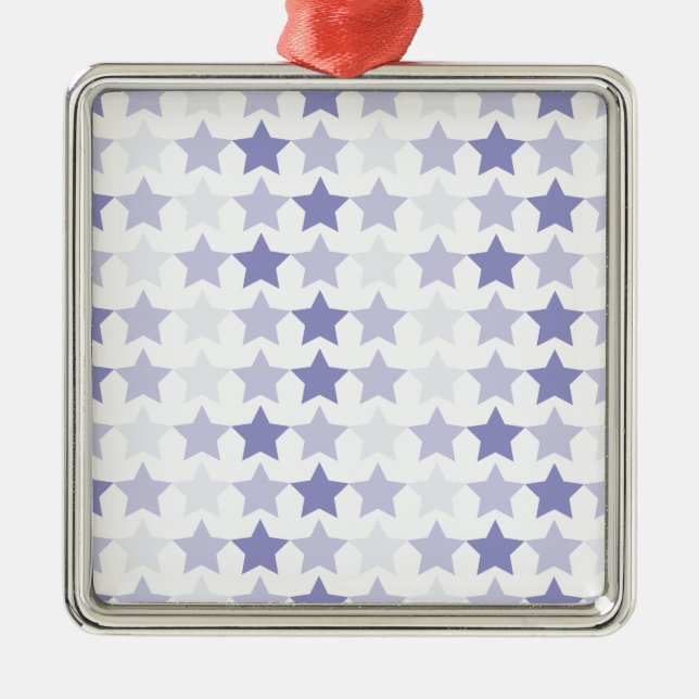 Patriotic Blue Ombre Stars Metal Ornament (Front)