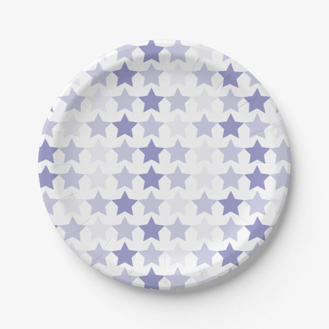 Patriotic Blue Ombre Stars Paper Plates (Front)