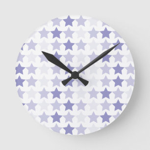 Patriotic Blue Ombre Stars Round Clock
