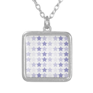 Patriotic Blue Ombre Stars Silver Plated Necklace