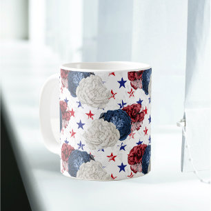 Patriotic Blue Red Star Rose Bouquet  Coffee Mug