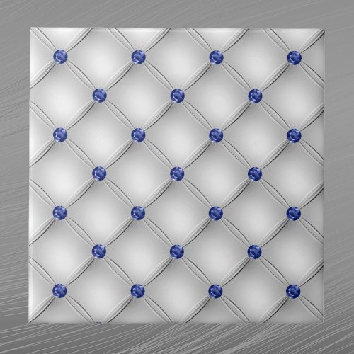 Patriotic Blue White Faux Tufted Ceramic Tile