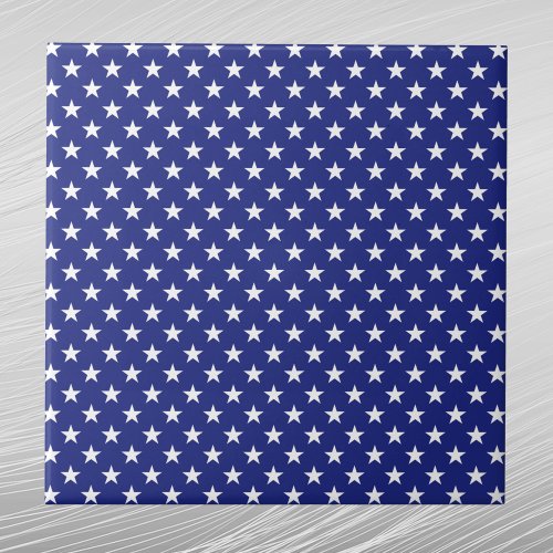 Patriotic Blue White Star Ceramic Tile