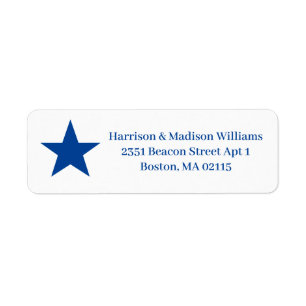 Patriotic blue & white star custom Return Address Label