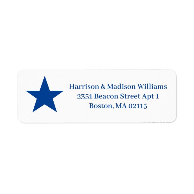 Patriotic blue & white star custom Return Address Label (Front)