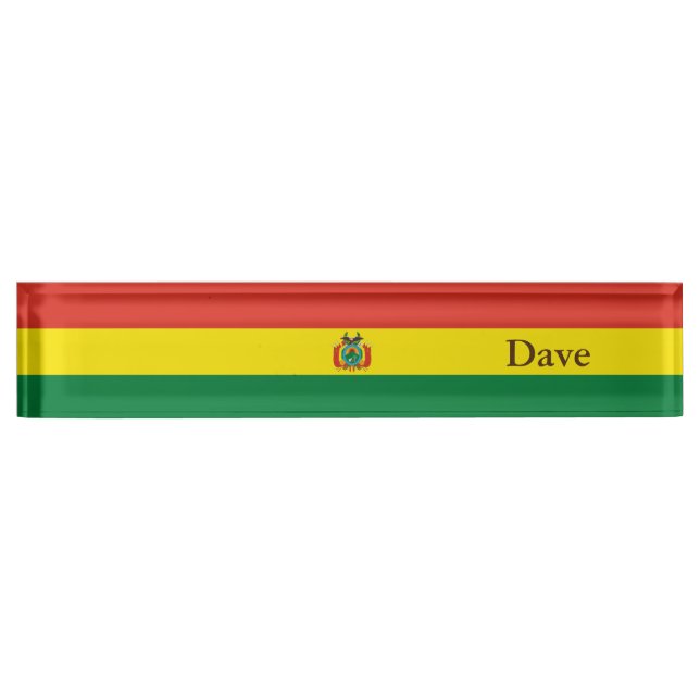 Patriotic Bolivia Flag Desk Name Plate (Front)
