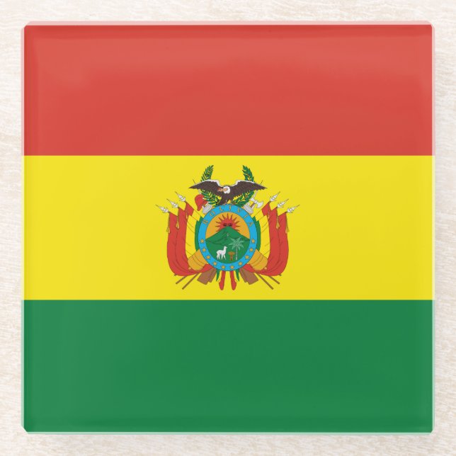 Patriotic Bolivia Flag Glass Coaster (Front)