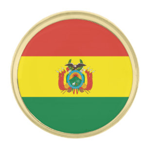 Patriotic Bolivia Flag Gold Finish Lapel Pin
