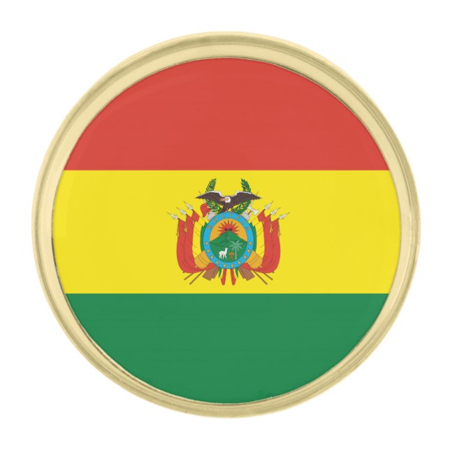 Patriotic Bolivia Flag Gold Finish Lapel Pin (Front)