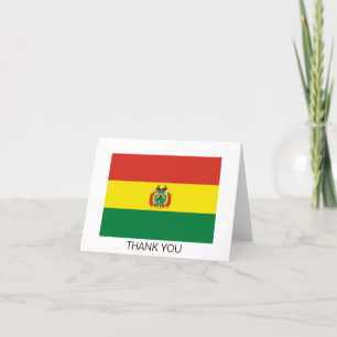 Patriotic Bolivia Flag Letterpress Thank You Card