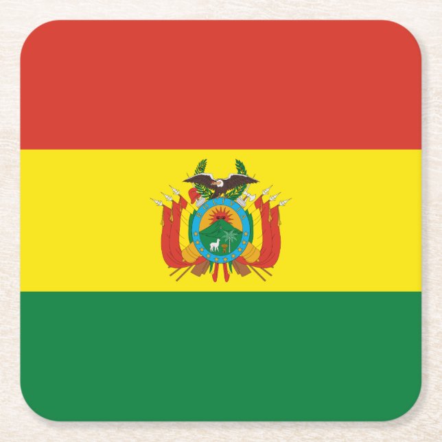 Patriotic Bolivia Flag Square Paper Coaster (Front)