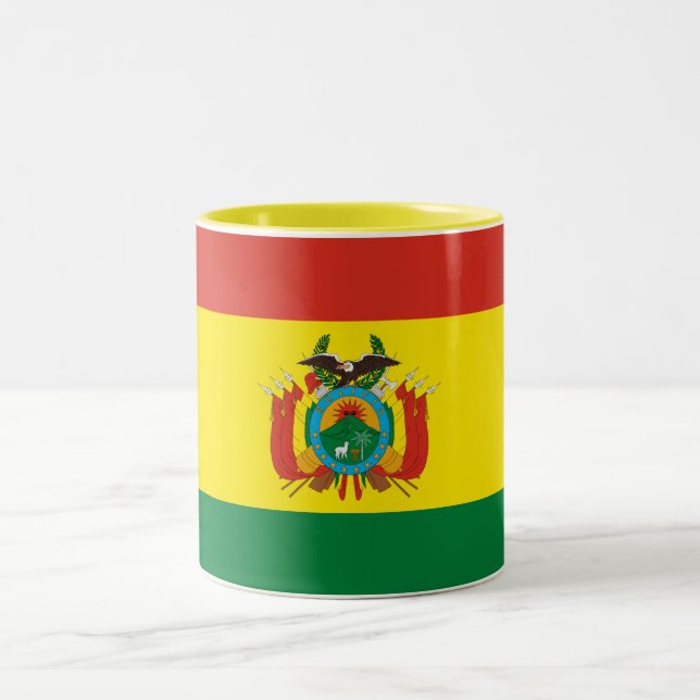 Patriotic Bolivia Flag Two-Tone Coffee Mug (Center)