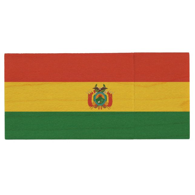 Patriotic Bolivia Flag Wood Flash Drive (Front)