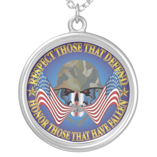 Patriotic Bones Silver Plated Necklace (Front)