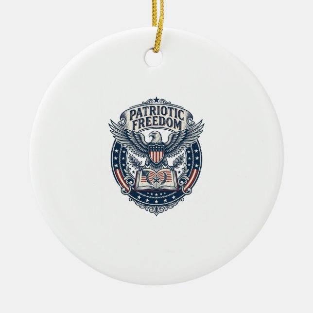 Patriotic Book Club Vector Graphic Tee (2) Ceramic Ornament (Front)