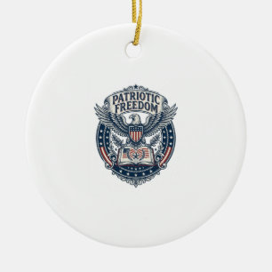 Patriotic Book Club Vector Graphic Tee (2) Ceramic Ornament
