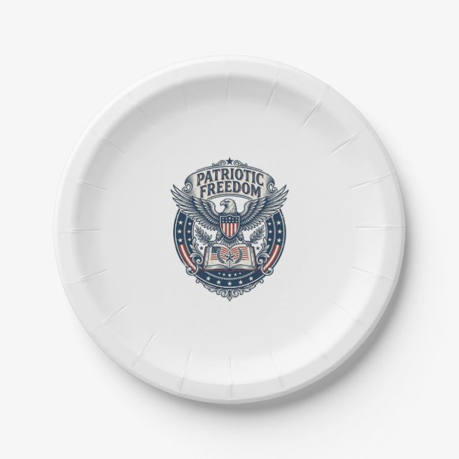 Patriotic Book Club Vector Graphic Tee (2) Paper Plates (Front)