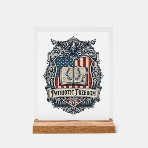 Patriotic Book Club Vector Graphic Tee Acrylic Sign
