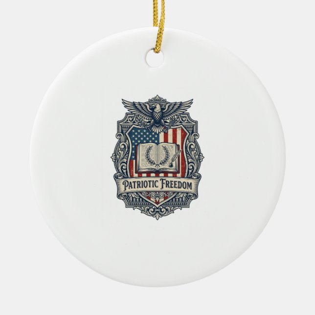 Patriotic Book Club Vector Graphic Tee Ceramic Ornament (Front)