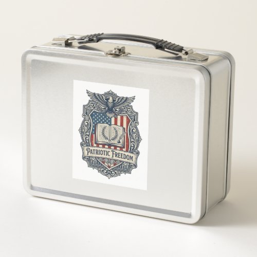 Patriotic Book Club Vector Graphic Tee Metal Lunch Box