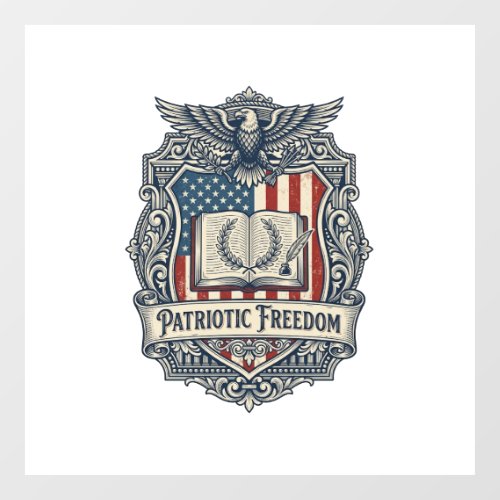 Patriotic Book Club Vector Graphic Tee Window Cling