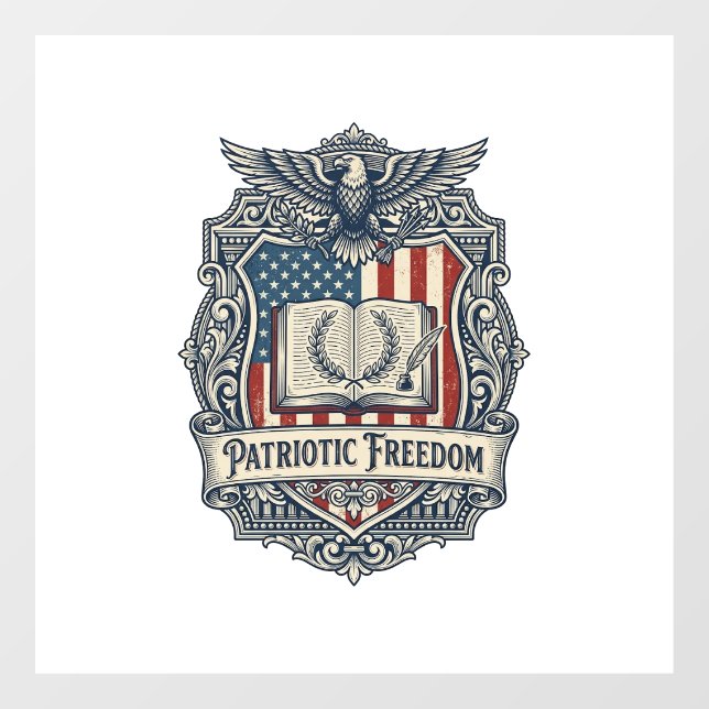 Patriotic Book Club Vector Graphic Tee Window Cling (Sheet)