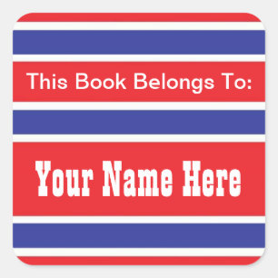 Patriotic Book Ownership Label Square Sticker